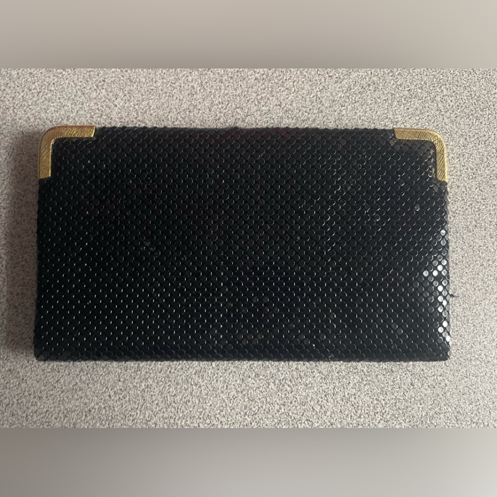 Veneto Black Mesh With Gold Toned Metal Frame Corners